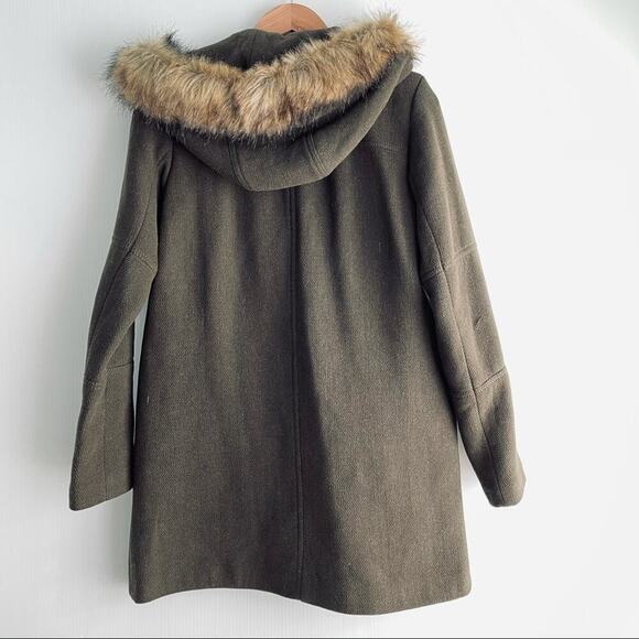 Vince Camuto wool blend basket weave faux fur edging in the hood - Picture 12 of 16